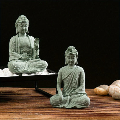 Estatua de Buda, decoración de pecera, mini figura budista, adorno de escritorio, decoración de mesa, estatua zen para el hogar, arenisca verde, Tailandia
