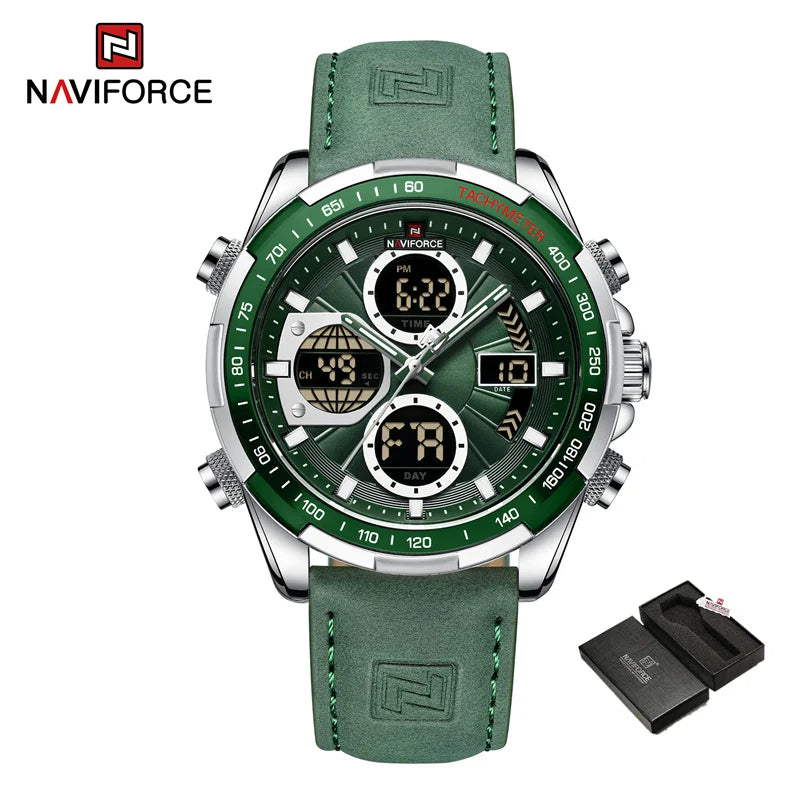 New NAVIFORCE Watches for Men Leather Mens Military Sport Waterproof Watch Quartz WristWatch Chronograph Male Clock