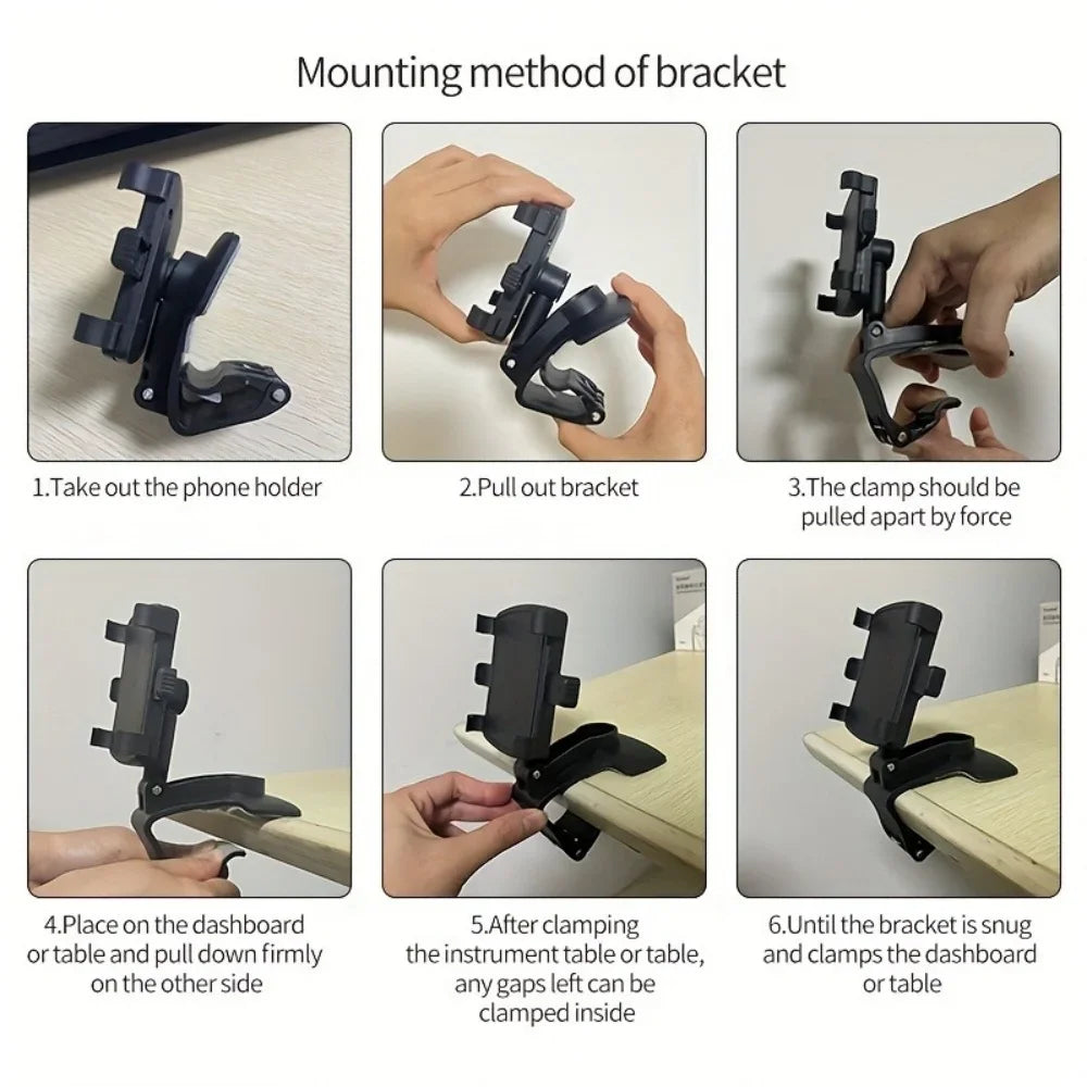 Universal Car Mobile Phone Holder Dashboard Phone Holder Easy Clip Mount Stand Cellphone Stand For GPS Navigation Hanging Holder