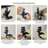 Universal Car Mobile Phone Holder Dashboard Phone Holder Easy Clip Mount Stand Cellphone Stand For GPS Navigation Hanging Holder