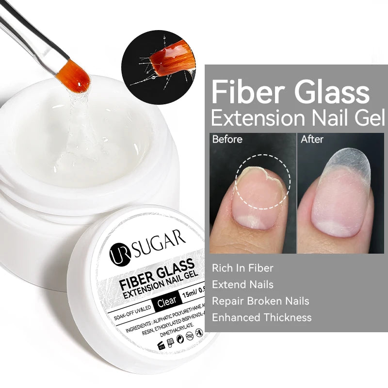 UR SUGAR 15ml Extension Nail Gel Polish Nails Finger Form Clear Nude Pink Nail Art Camouflage Hard Gel Acrylic Nail Manicur