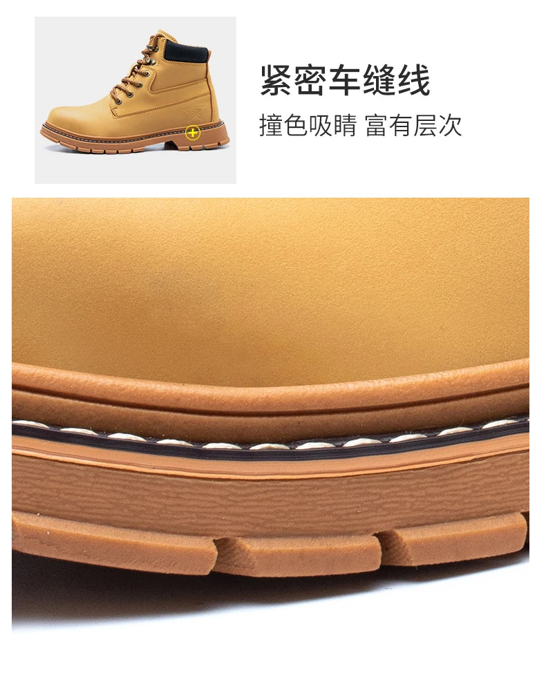 Latest 2023 Waterproof Men Leather Boots Steel Toe Cap Safety Work Shoes Anti Smashing Indestructible Construction Welding Boots