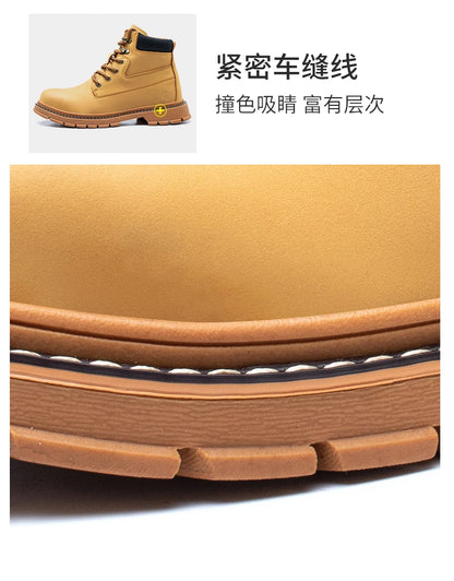 Latest 2023 Waterproof Men Leather Boots Steel Toe Cap Safety Work Shoes Anti Smashing Indestructible Construction Welding Boots