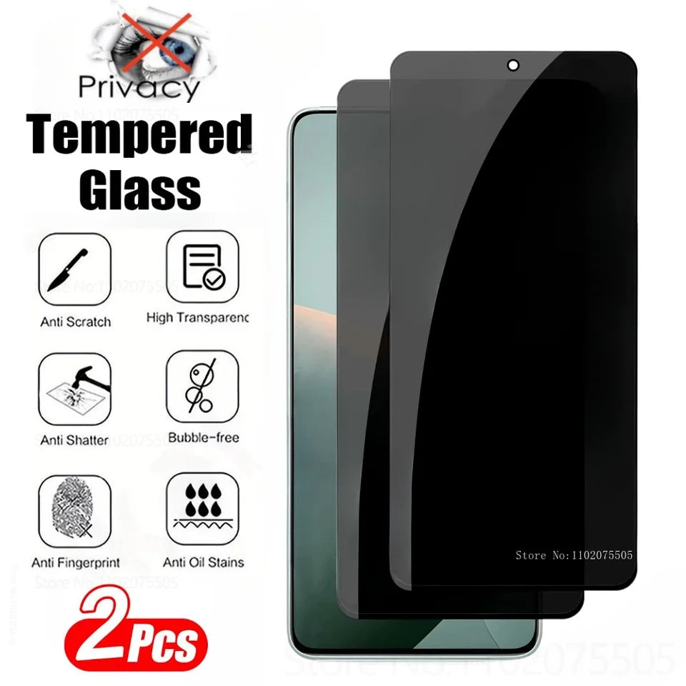 Protetor de Tela Anti Spy para Xiaomi, Privacidade Vidro Temperado, Redmi Note 13, 12, 11, 10 Pro,12S, 11S, Redmi 13C, 12C, 10A, 9A, 8A, PCes 2