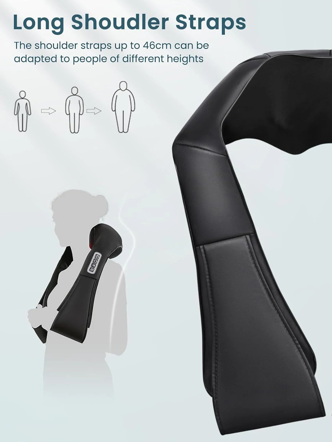 Masajeador Shiatsu de cuello y hombros, masajeador de espalda con calefacción en forma de U, almohada de masaje eléctrico de amasamiento profundo para cuello, cintura, piernas y cuerpo.