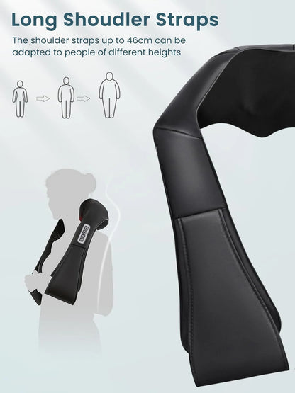 Masajeador Shiatsu de cuello y hombros, masajeador de espalda con calefacción en forma de U, almohada de masaje eléctrico de amasamiento profundo para cuello, cintura, piernas y cuerpo.