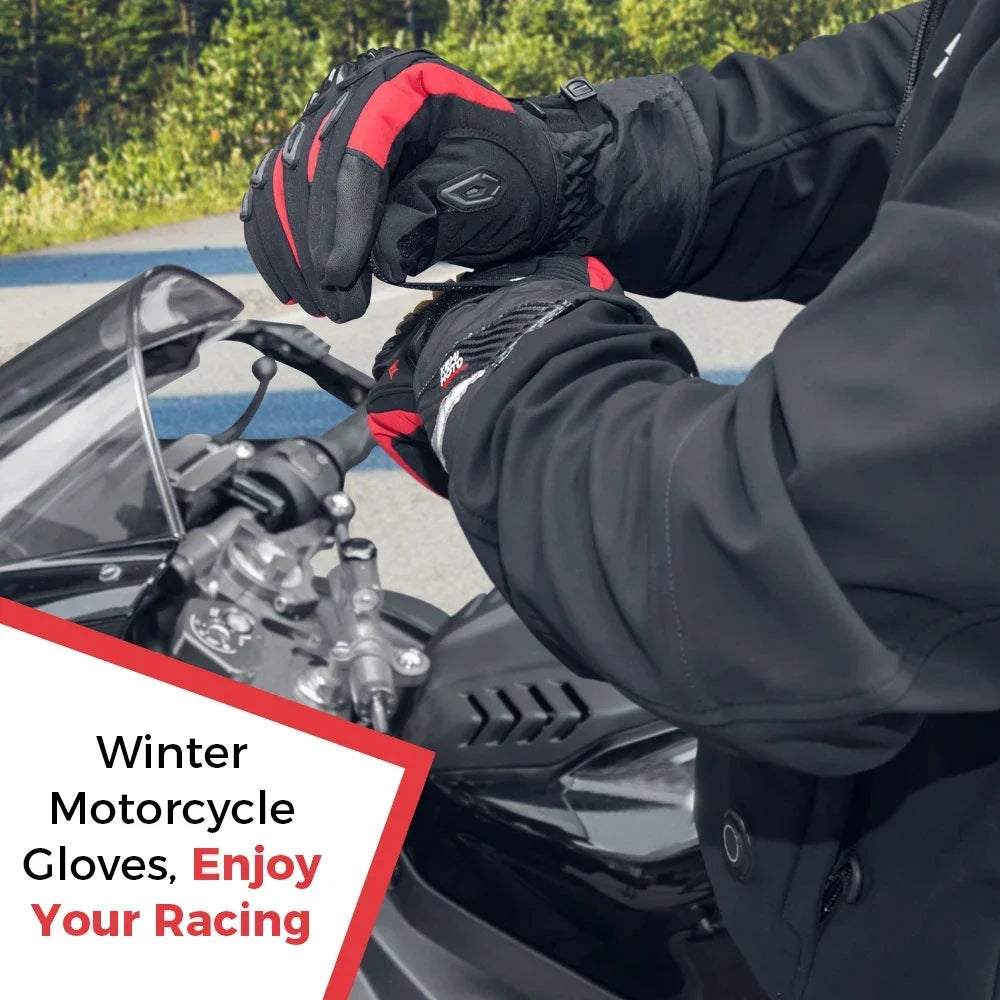 KEMiMOTO Winter Motorcycle Gloves CE Protective Black Guantes Moto Invierno Warm Touch Screen Waterproof Windproof Gloves