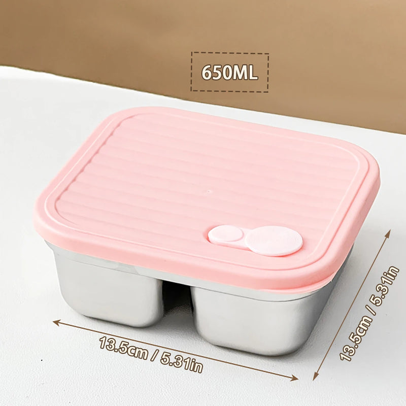 WORTHBUY 304 Stainless Steel Lunch Box With Lid Portable Fruit Salad Food Container Stackable Leak Proof Bento Box For Student