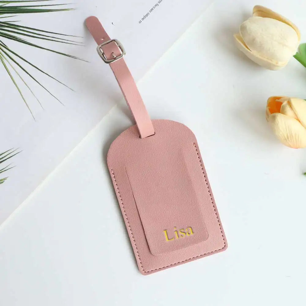 Customized Letters Smooth PU Leather Classic Ultra-Thin Travel Aviation Luggage Tag Signature Luggage Label
