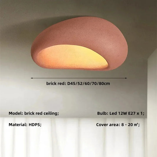 Nordic Wabi Sabi LED Ceiling Lamps Minimalist Cream Style Living Room Bedroom Ceiling Light 45/52/60/70cm Home Decor Chandeliers