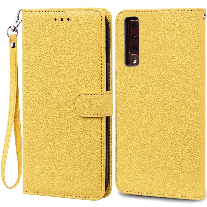 Funda de cuero de lujo con tapa para Samsung Galaxy A7 2018 (SM-A750F)