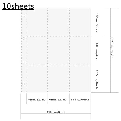 PLRBOK A4 Clear 10 Pcs Photo Album Refill Pages File Protector 4 Hole 6×4 10×15 4 Ring Binder Photocards Postcard Card Notebook