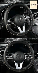 All Seasons Leather Diamond Steering Wheel Cover Universal Fit for 14 .5-15 Inch Durable Leather Cover Anti-Slip Veins Design