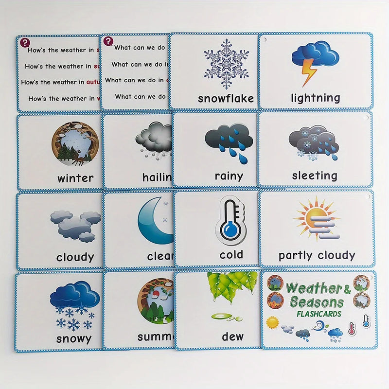 Weather & Season Learning Card English Classroom Group Learning Tools Grammar and Vocabulary Building for Beginner