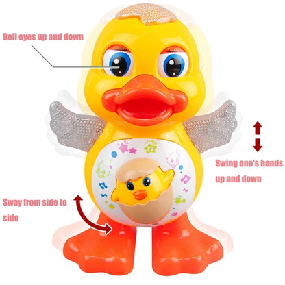 Electric Dancing Duck Funny Blink Eyes Flashing Light Shake The Body Cute Musical Cartoon Animal Educational Toy Children Gift