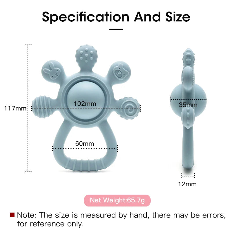2025 new Teething Silicone Palm Rattle Teether bunny - Safe Baby Chew Toys for Soothing Sore Gums