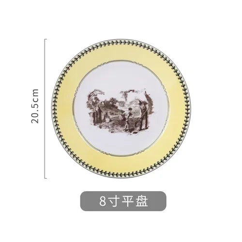 Nordic retro European tableware porcelain plates cups saucers pots high-end luxury sets creative home gifts