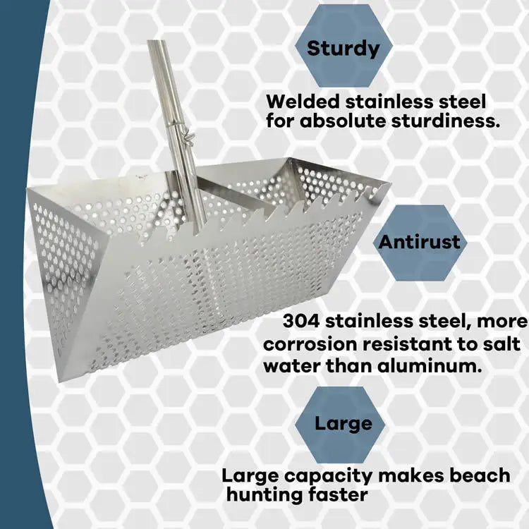 Beach Sand Scoop Shovel Metal Detector Sand Scoops Treasure Detecting Metal Detector Hunting Stainless Steel Tool Hex
