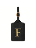 PU Leather Luggage Tag for Travel - Durable Suitcase ID Tag with Privacy Cover & Name Card Slot (A-Z) liu
