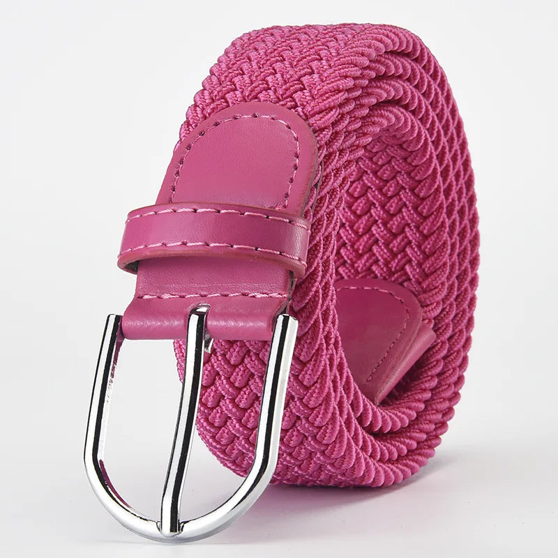 Elastic Nylon Unisex Casual Knitted Pin Buckle Jeans Belt Woven Canvas Elastic Expandable Stretch Waistband for Women Men Girdle