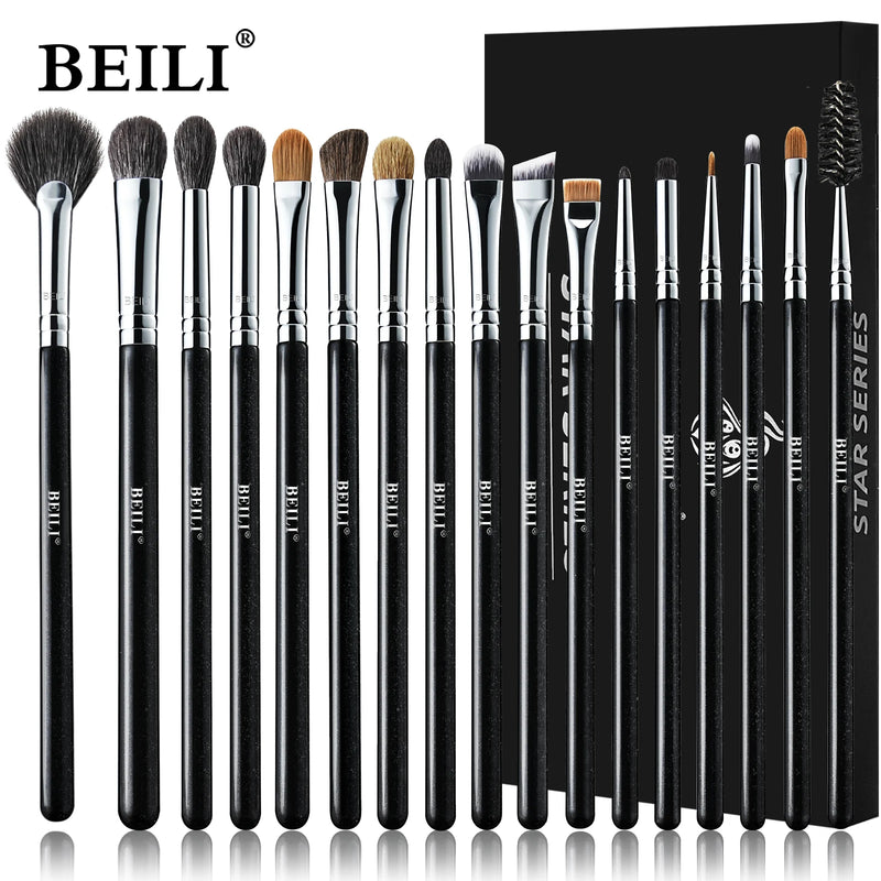 BEILI Black Makeup brushes set Professional Natural goat fiber hair brushes Foundation Powder Contour Eyeshadow make up brushes