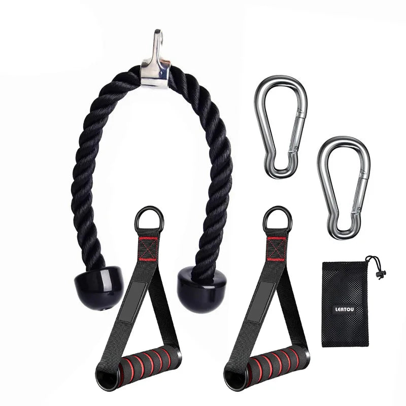 Cuerda para bajar tríceps, manijas de tracción facial, cuerda de empuje hacia abajo para bíceps, espalda, hombros, tríceps, cuerda de tensión para fitness, accesorio de gimnasio