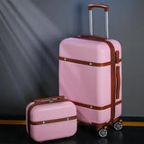 Rolling Luggage Set Women's Fashion Combination Lock Travel Suitcase Set Universal Cosmetic Bag Retro 2-Piece Trolley Luggage Set