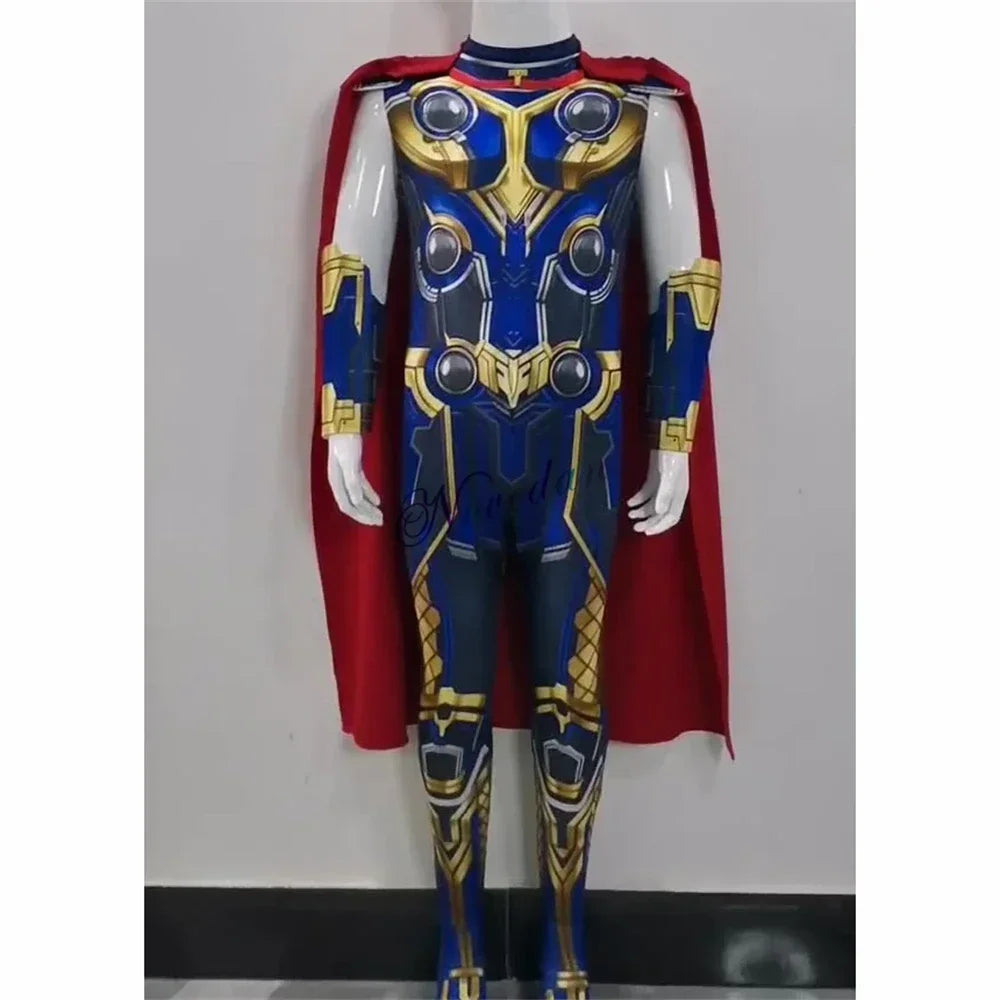 Adult Fantasia Halloween Thor Love and Thunder Anime Costume Birthday Party Superhero Cape Suit Jumpsuit Clothes Set