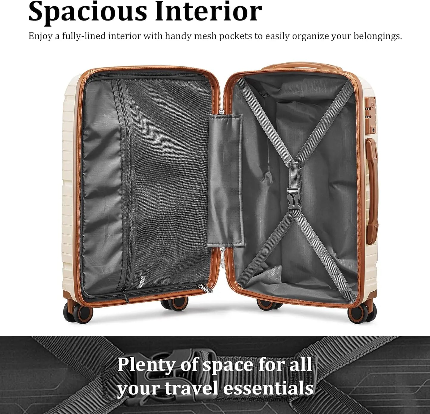 PP Hard Shell Lightweight Durable Luggage Sets, Travel Suitcase with Duffel Bag and Toiletry Bag, TSA Lock, Spinner Wheels