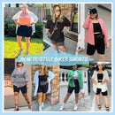 Pantalones cortos negros de talla grande para mujer, elegantes pantalones de yoga elásticos, leggings de tiro medio, perfectos para actividades al aire libre y fitness. 