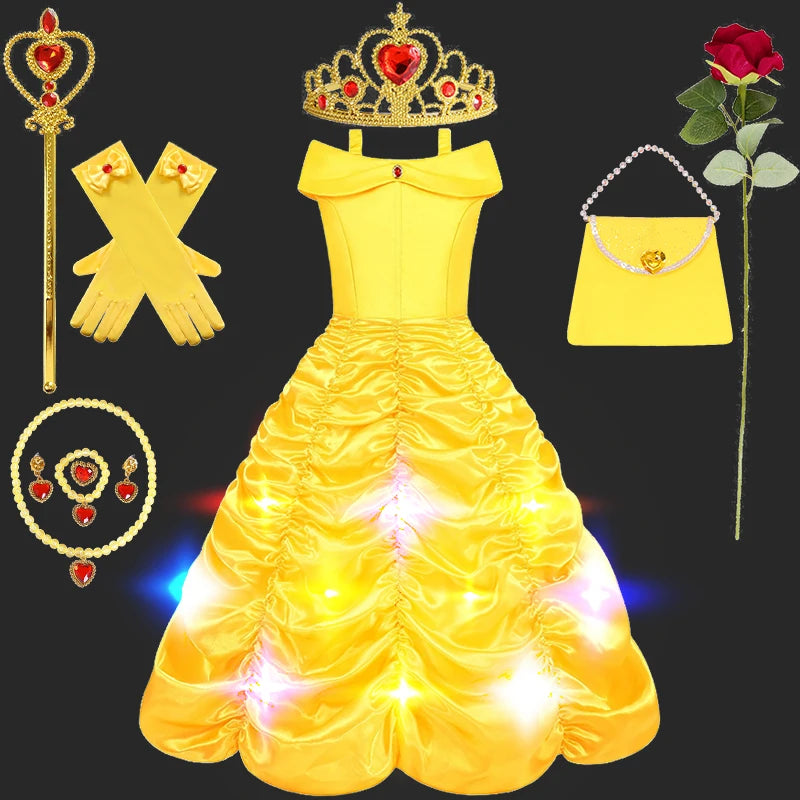 Children's Halloween Role Play Fairy Princess Belle Dress Xmas Carnival Masquerade Performance Birthday Party Fancy Girl Clothes