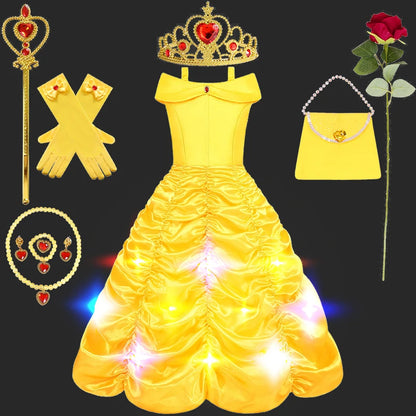 Children's Halloween Role Play Fairy Princess Belle Dress Xmas Carnival Masquerade Performance Birthday Party Fancy Girl Clothes