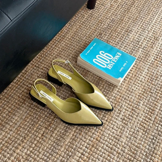 Summer Women's Cover Toe Sandals Elegant Shallow Slip On Shoes Comfort Low Heel Dress Street Style Shoes