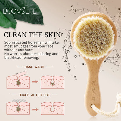 Face Cleansing Brush  Face Cleansing Brush  For Deep Pore Cleansing Face Professional Fiber Exfoliating  Wood Handle Brush