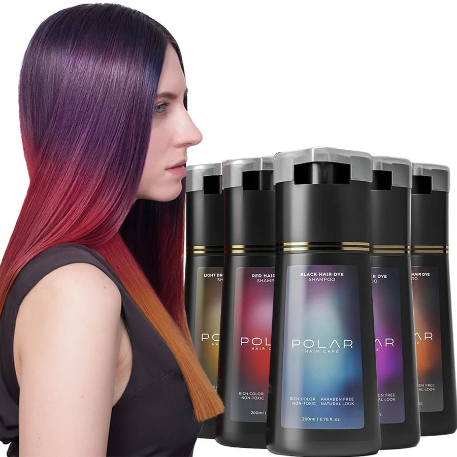 Shampoo de Tintura Capilar de 200ml para Cabelos Grisalhos – Kit de Tintura Natural Semipermanente para Mulheres e Homens (Preto, Castanho, Roxo)