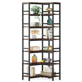 Tribesigns 7-Shelf Corner Bookshelf,Large Modern Corner Bookcase, 7-Tier Tall Corner Shelf Storage Display Rack with Metal Frame
