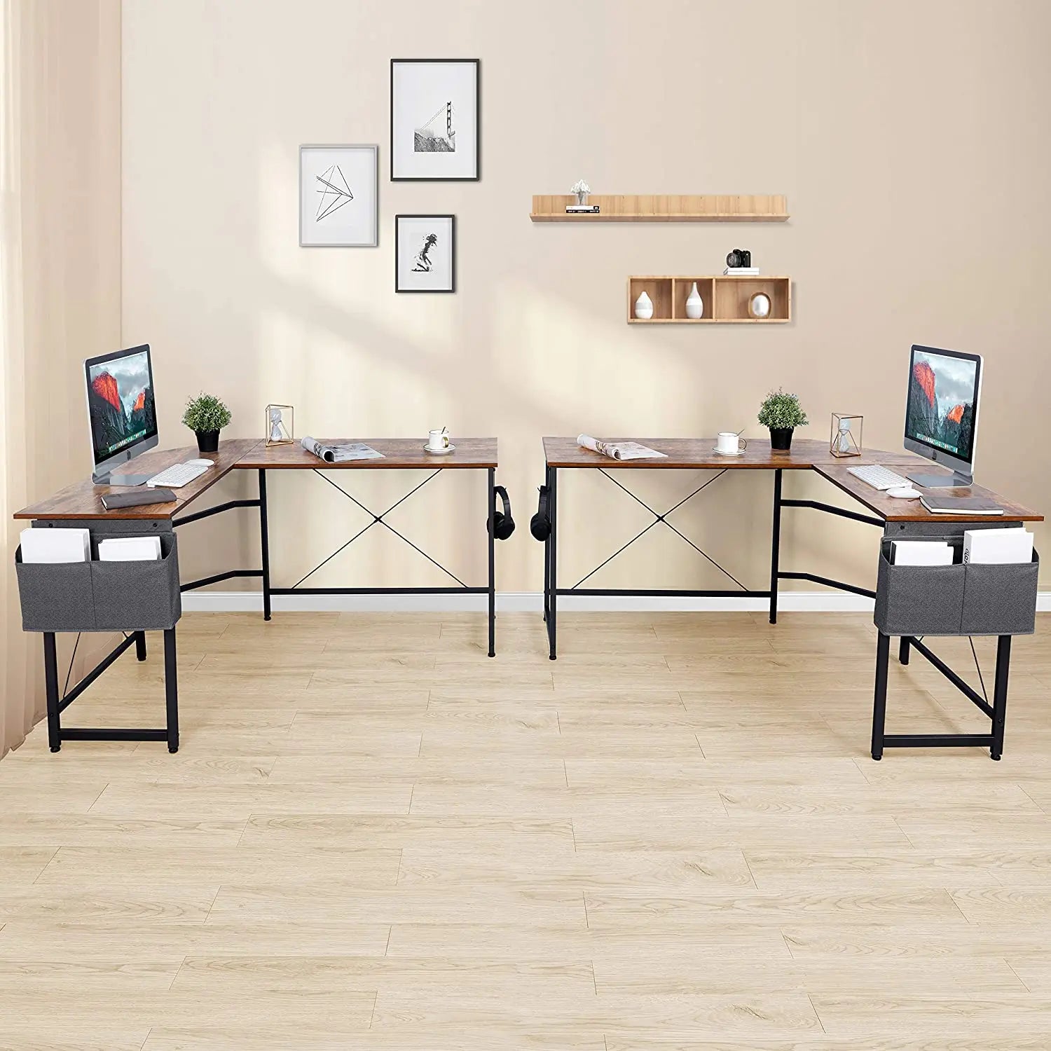 Escritorio en forma de L Homfa de 170 cm (66,5") para ordenador, gaming, portátil, oficina, mesa de trabajo esquinera, escritorio de estudio, 170 x 120 x 75 cm