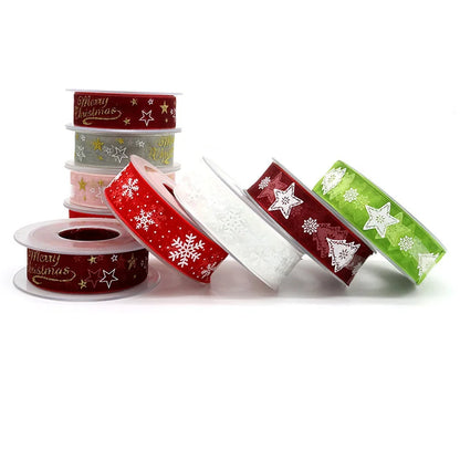 5M 10mm 15mm 25mm Christmas Satin Ribbons Crafts DIY Tape Wedding Gift Bows Natural Organza Ribbon Sewing Clothing Decoration