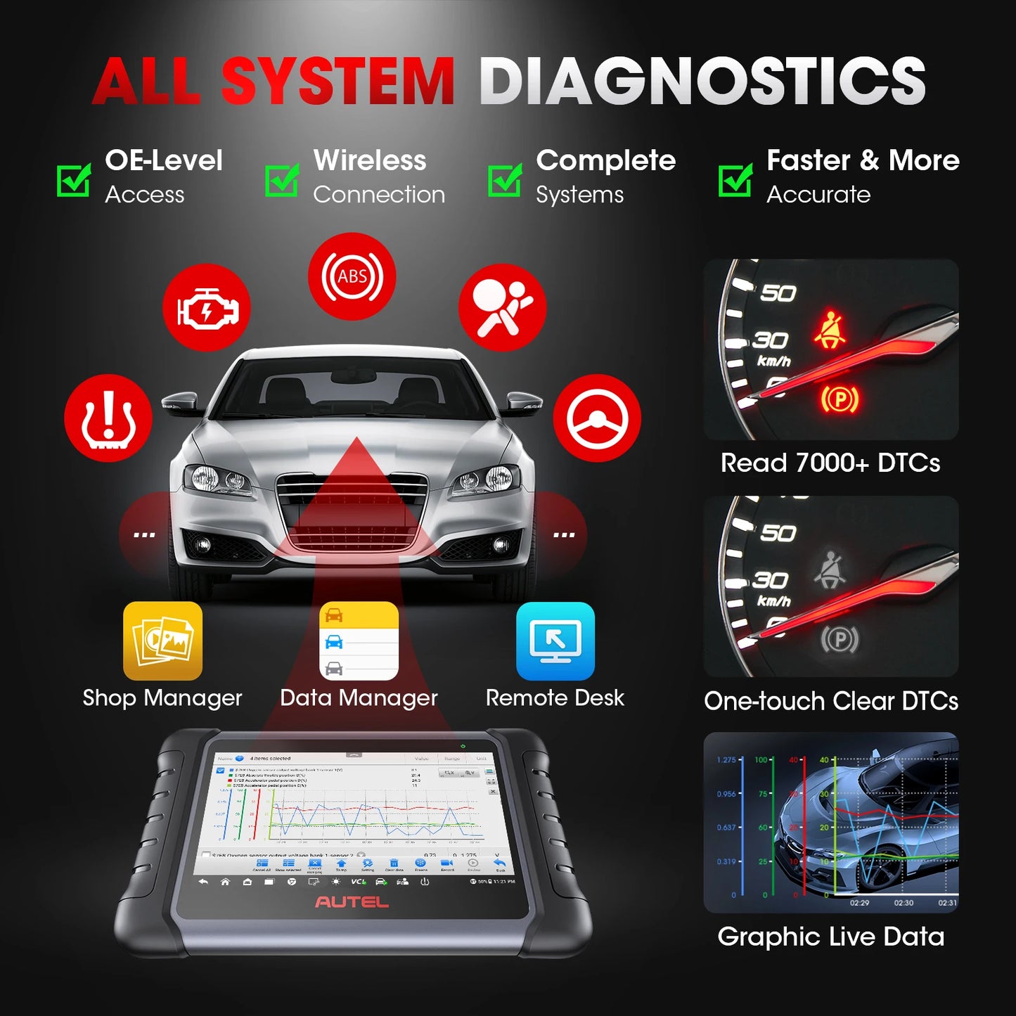 Autel MaxiCOM MK808K-BT Scanner OBD2 Automotive Car Diagnostic Tool Key Coding Active Test Scanner Same as MK808BT PRO