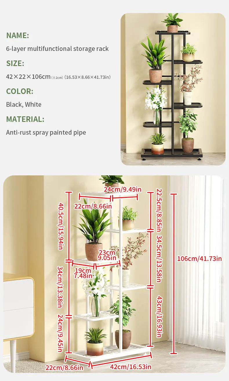 Plant Stand Flower Stand 4/6/8 Tier Flower Pot Shelf Balcony Indoor Multi-layer Storage Rack Succulent Plant Flower Rack