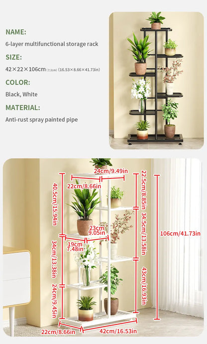 Plant Stand Flower Stand 4/6/8 Tier Flower Pot Shelf Balcony Indoor Multi-layer Storage Rack Succulent Plant Flower Rack
