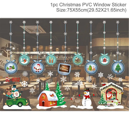 Christmas Window Stickers for Kids Room, Wall Decals, Merry Christmas Decorations for Home, New Year 