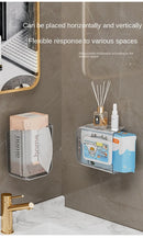 Wall-Mounted Wet Wipe Dispenser, Self-Adhesive Plastic Holder, with Large Opening, for Bathroom Tissue Storage Box Organizer