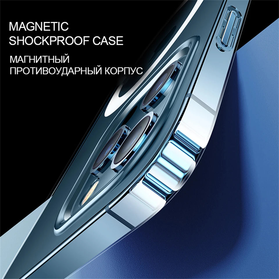 Luxury Wireless Magnetic Cover For Apple Magsafe Case Iphone 11 12 13 15 14 Pro Max Mini 7 8 Plus Xr XsMax X Clear Acrylic Cases