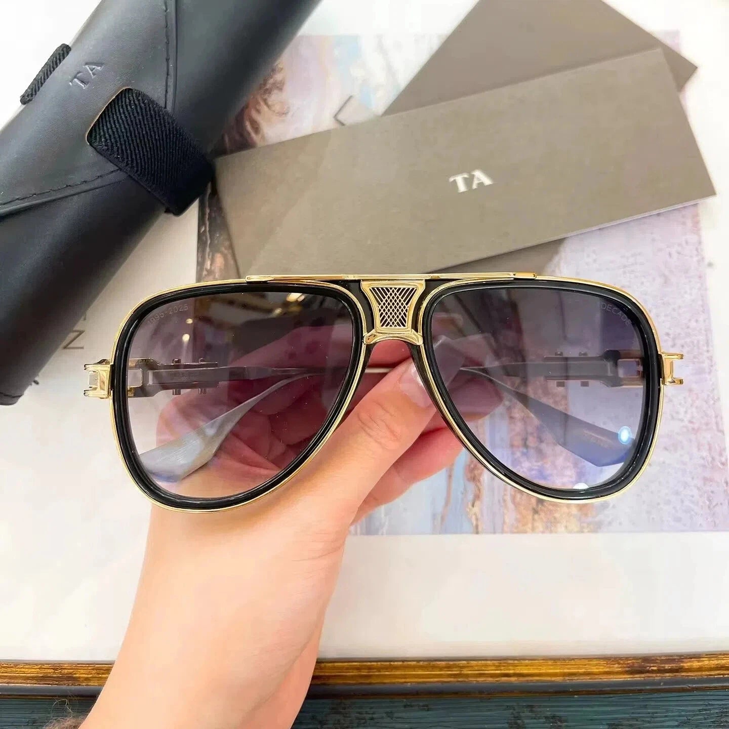 Original Factory For DIYTA DT GRAND-DECADE DTS460-A With Brand Box Popular Luxury Design Alloy Frame Oval Men Women Sunglasses
