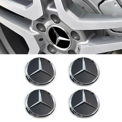 4Pcs/set 75MM/60MM Car Wheel Center Hub Cap Covers For Mercedes Benz  Black Badge Rim Cover Auto Style Decorate Accessories
