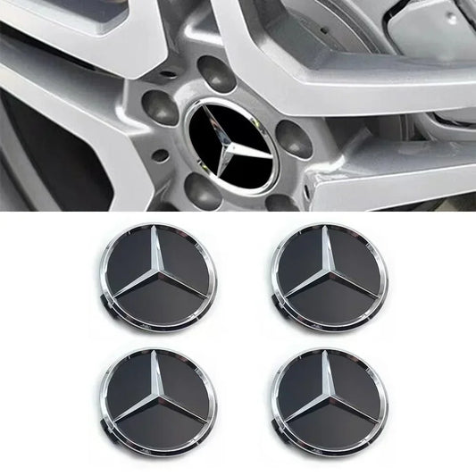 4Pcs/set 75MM/60MM Car Wheel Center Hub Cap Covers For Mercedes Benz  Black Badge Rim Cover Auto Style Decorate Accessories