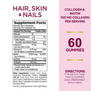 Hair, Skin & Nails Gummy Vitamins - Contains Biotin, Collagen - Promotes Hair Growth, Nourishes Skin, Strengthens NailsSupplemen