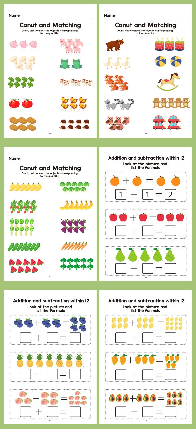 Caderno de Exercícios Interativo de Matemática – Contagem, Adição e Subtração até 10 e Atividades de Relações Numéricas – Material de Aprendizagem Visual; ideal para pré-escola, 1º ano, ensino domiciliar e sal
