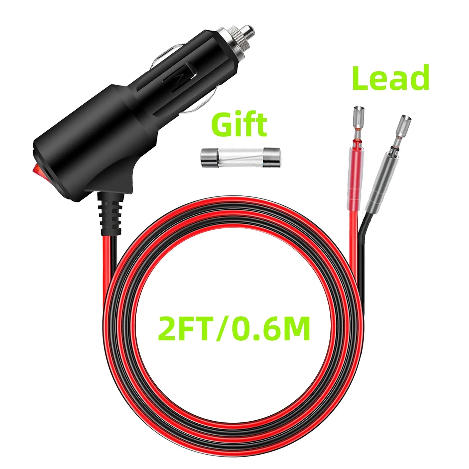 2FT/6FT/12FT 12V Car Cigar Lighter Socket Plug Connector Extension Cord Power Adapter On Off Switch Universal Charger Adapter